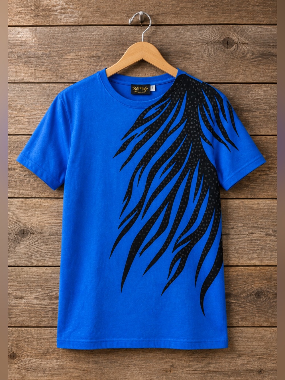 Bob Mackie Cobalt Blue Short-Sleeve Tee with Black Sequin Accent